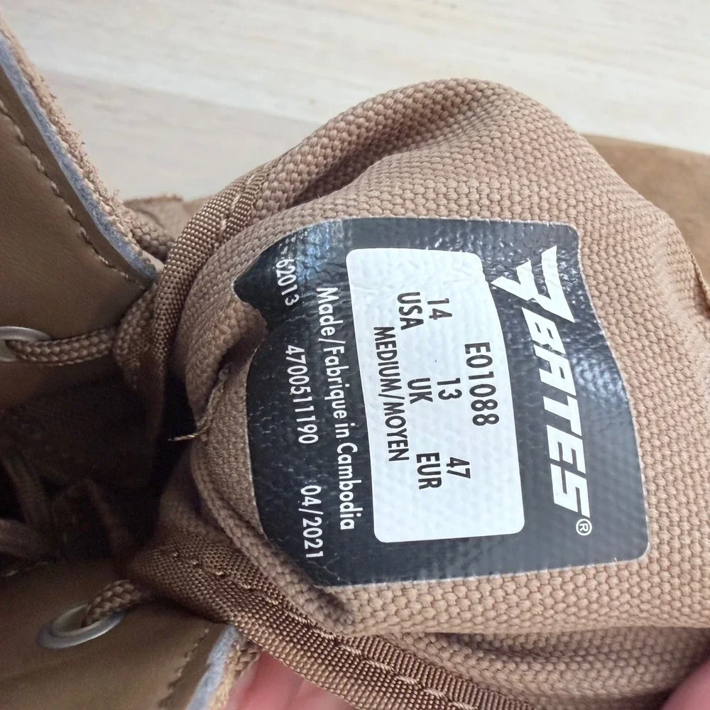 Bates Rush Mid Tactical Boots Coyote Brown Suede E01088 Mens 14 Medium
